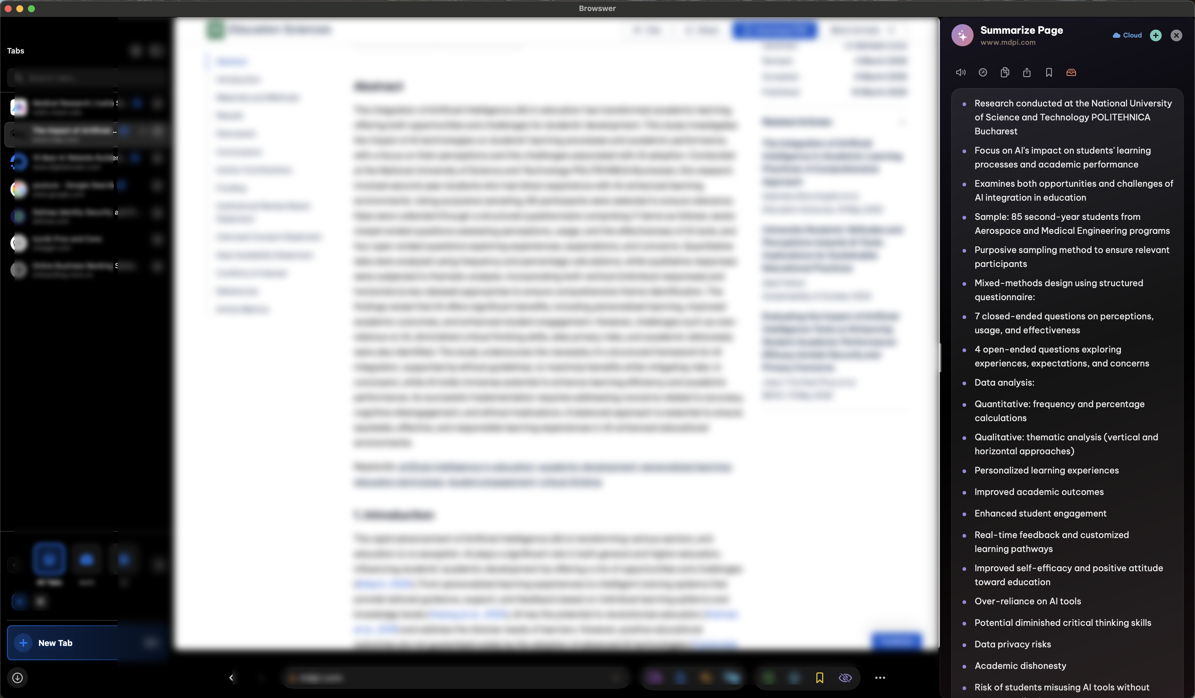 AI Summarize Page feature