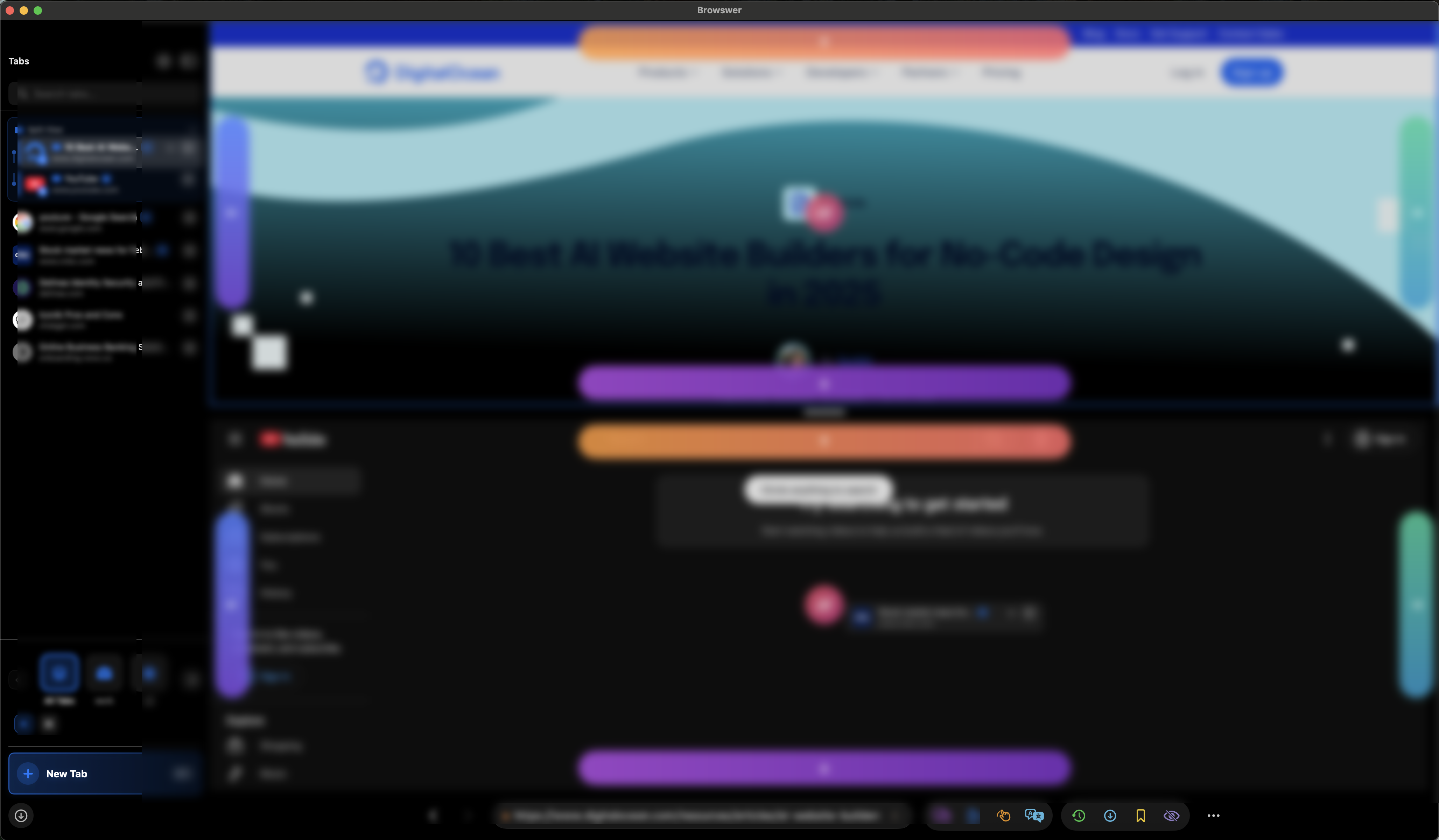 Mars Browser on desktop showing split view